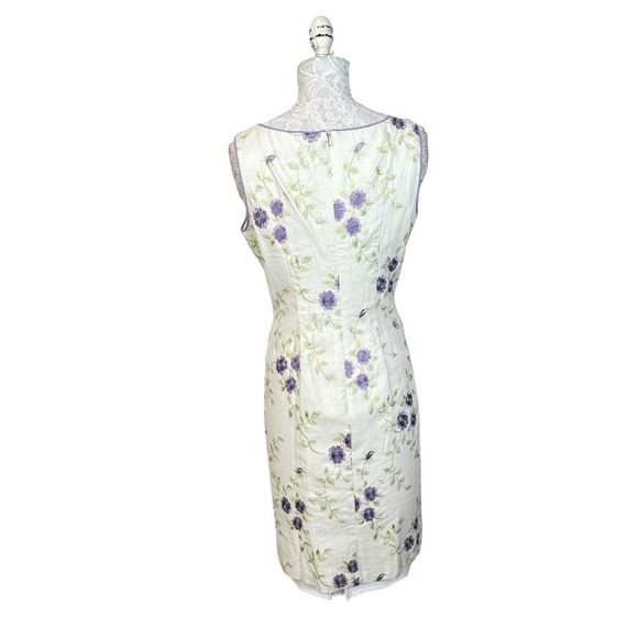 Sheri Martin New York Linen Blend Embroidered Floral Dress Women's Size 6 - Picture 4 of 11